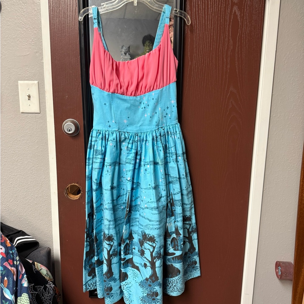 Pinup Couture Pink and Blue Castles Swing Dress